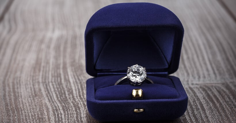 diamong engagement ring in box with jewelry insurance