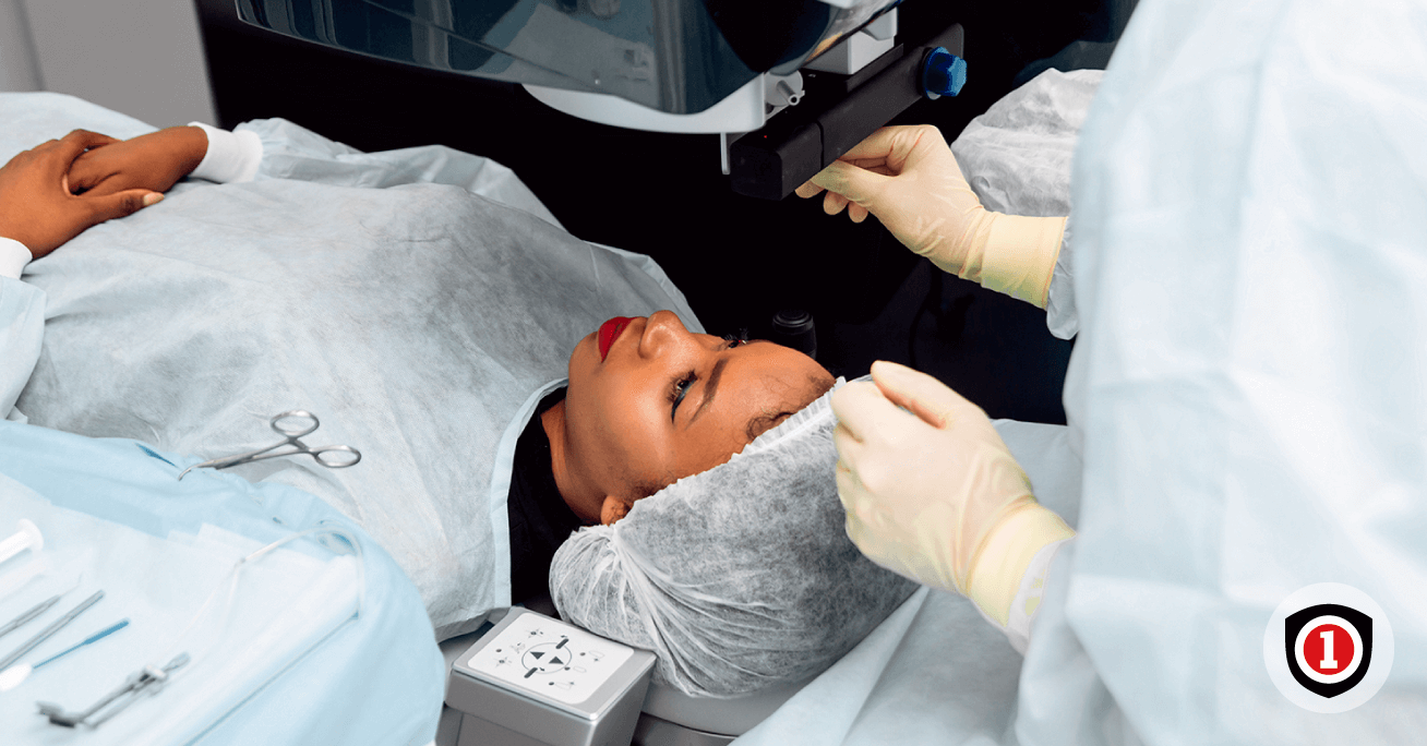 African american women getting an eye surgery