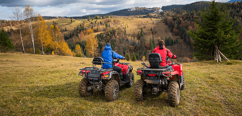 Kids having fun with ATVs