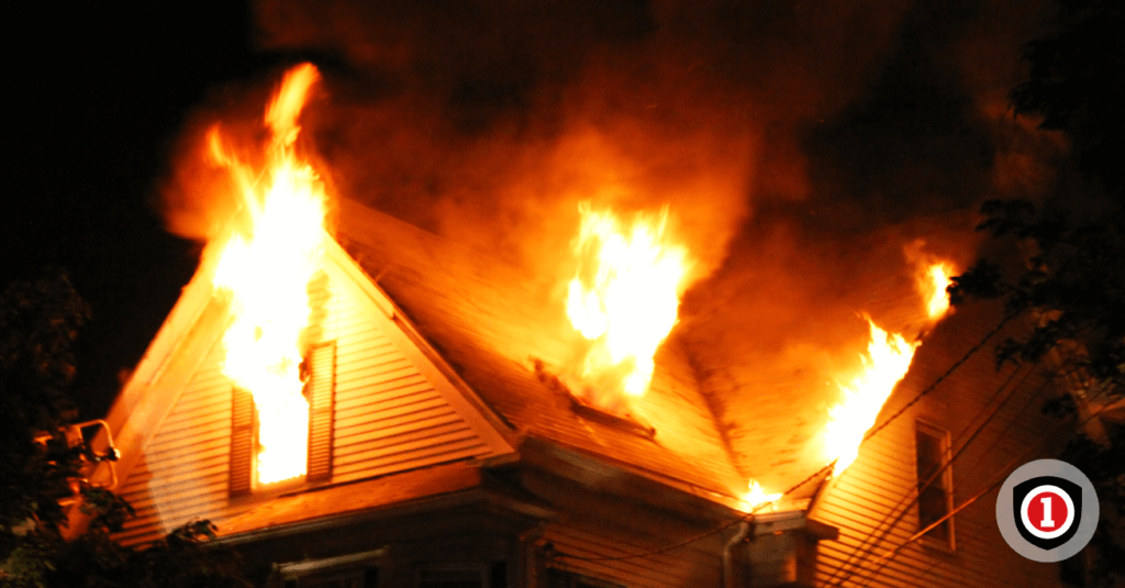 A house with home insurance coverage on fire