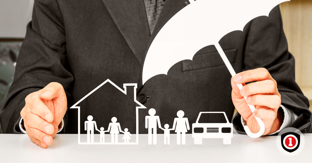 A man protecting his properties with an umbrella insurance coverage 