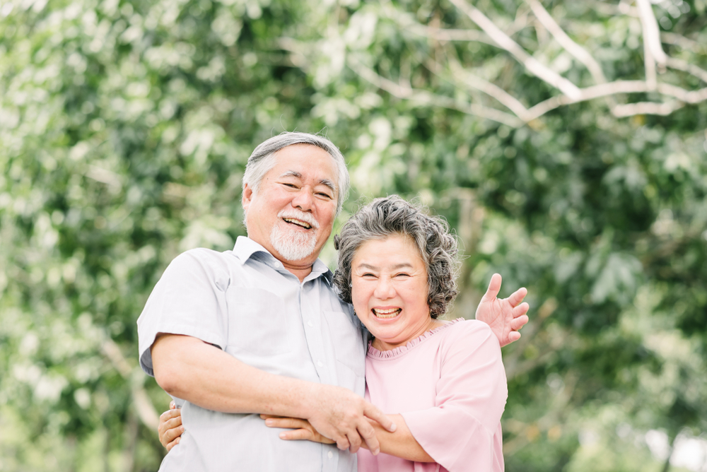 Happy,Asian,Senior,Couple,Having,A,Good,Time.,They,Laughing happy asian couple smiling
