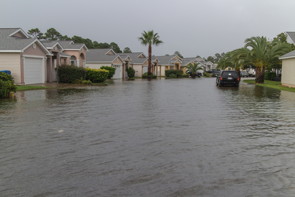 flooding on street with homes underwater