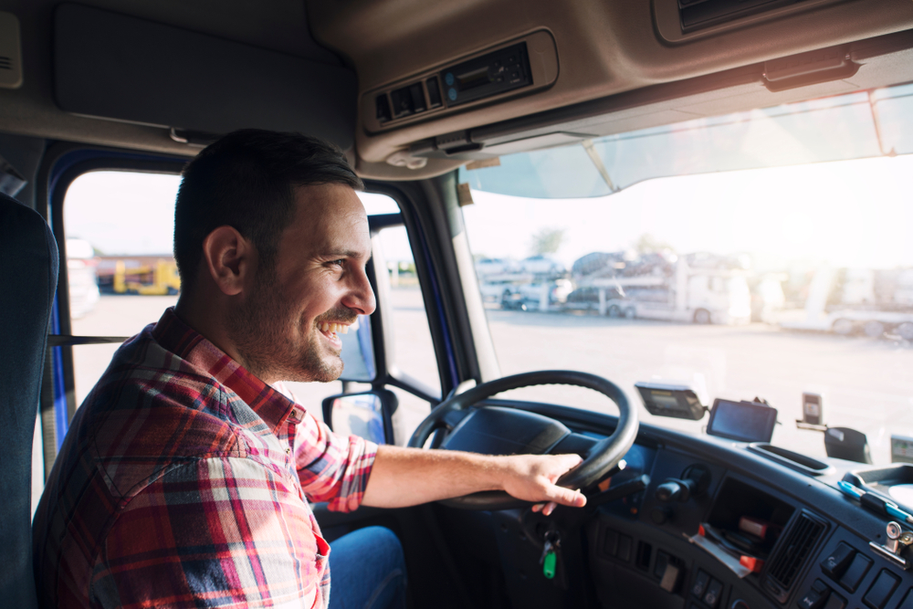 commercial truck driver behind the wheel