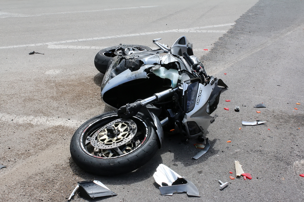 motorcycle on road after accident