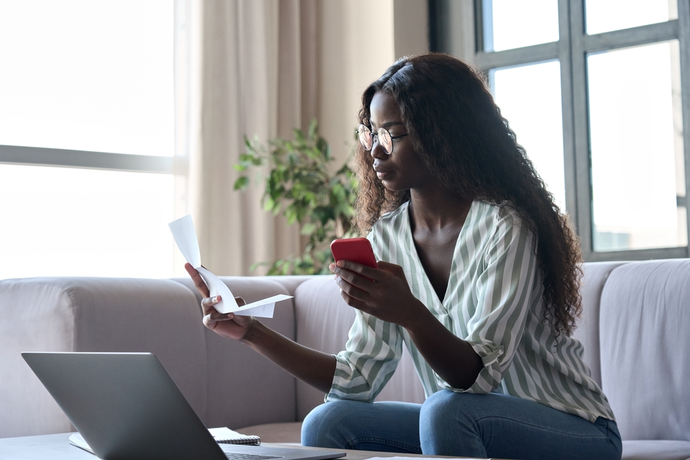 woman going over homeowners insurance policy