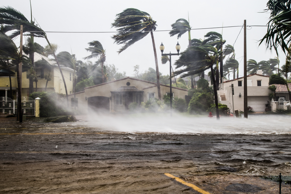 A hurricane blows through a town - affordable renters insurance