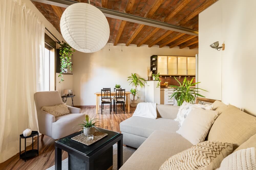 Cozy modern apartment interior representing renters insurance coverage for personal property and rented living spaces.