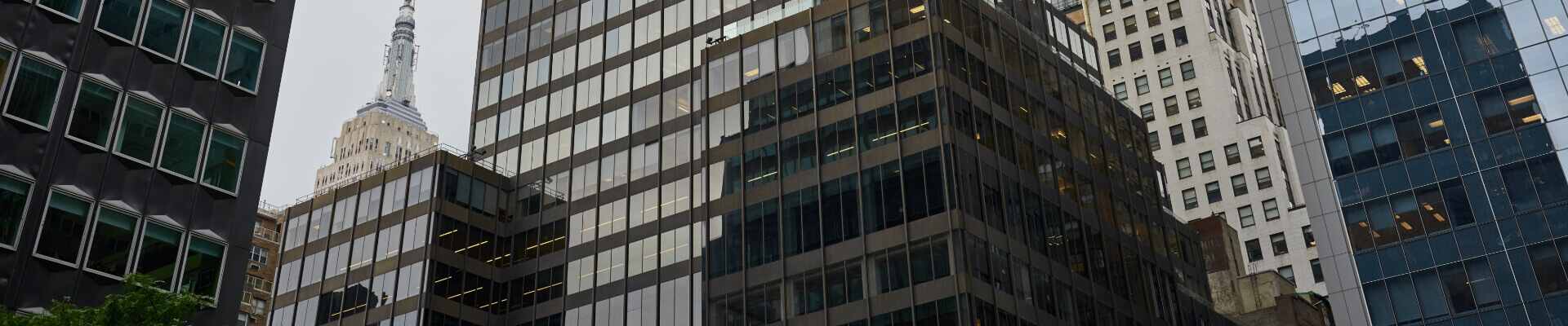 Side view of several city skyscrapers