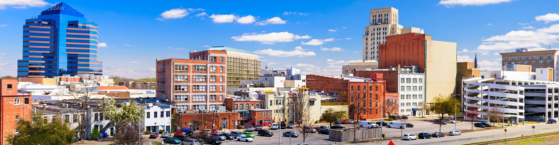 Durham downtown cityscape - best car insurance in North Carolina.
