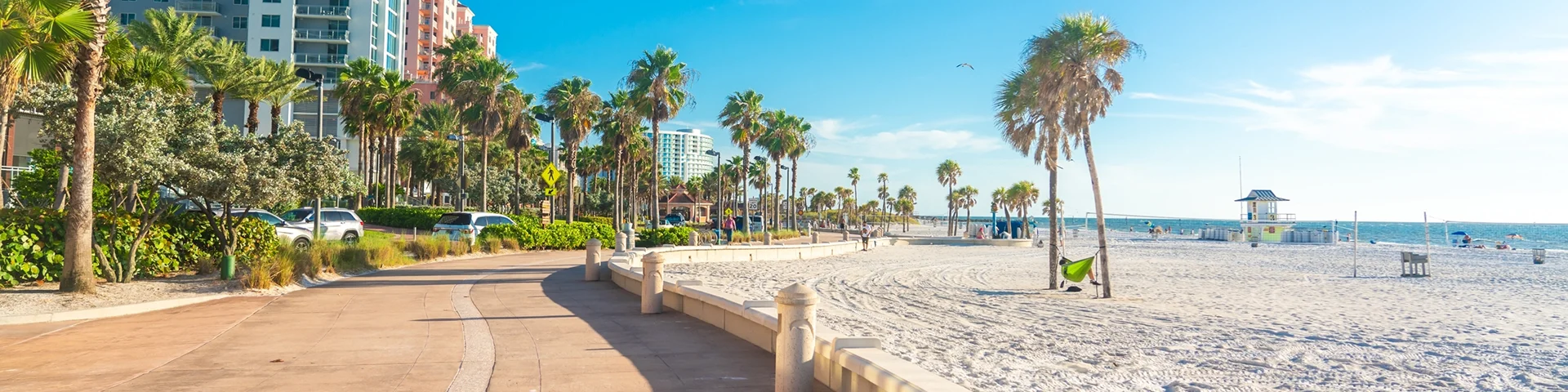 Clearwater beach with beautiful white sand – best home insurance in Florida.