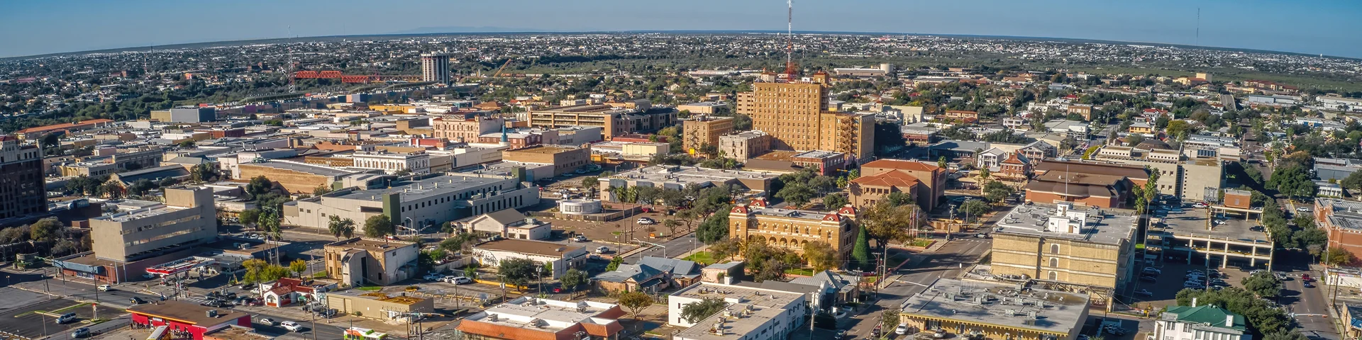 Aerial View of the Popular Border Crossing of Laredo, Texas and Nuevo Laredo, Tamaulipas - best home insurance in Texas.