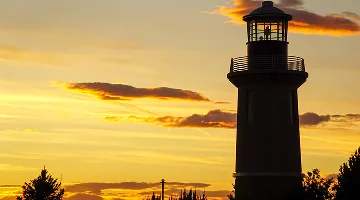 Lighthouse in Kennewick during sunset - best car insurance in Washington.