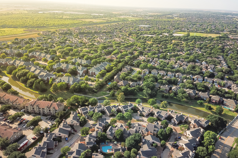 Vast suburbia subdivision in Irving - best homeowners insurance in Texas.