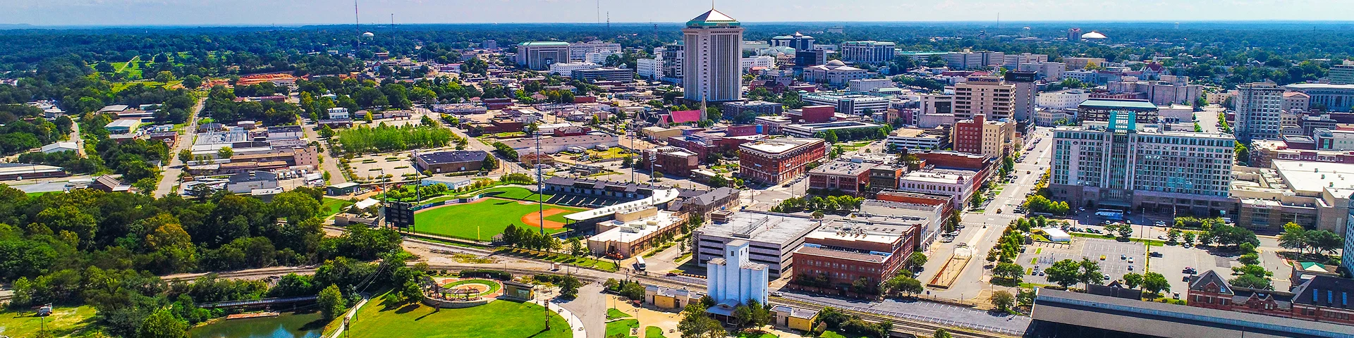Drone Aerial View of Downtown Montgomery - best car insurance in Alabama.