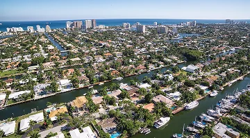 Aerial view of Fort Lauderdale Las Olas Isles - best home insurance in Florida.
