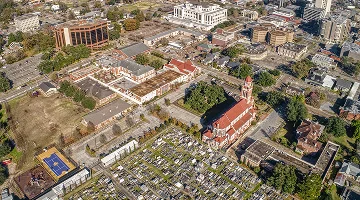 Aerial view of the city of Lafayette - best home insurance in Louisiana.