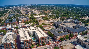 Aerial View of Downtown, Plano - best home insurance in Texas.