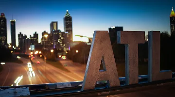 Atlanta sign at night.