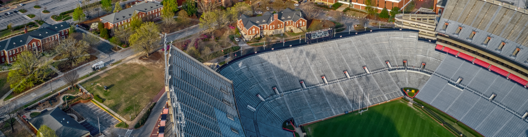 Aerial View of the Town and University of Auburn – best homeowners insurance in Alabama.