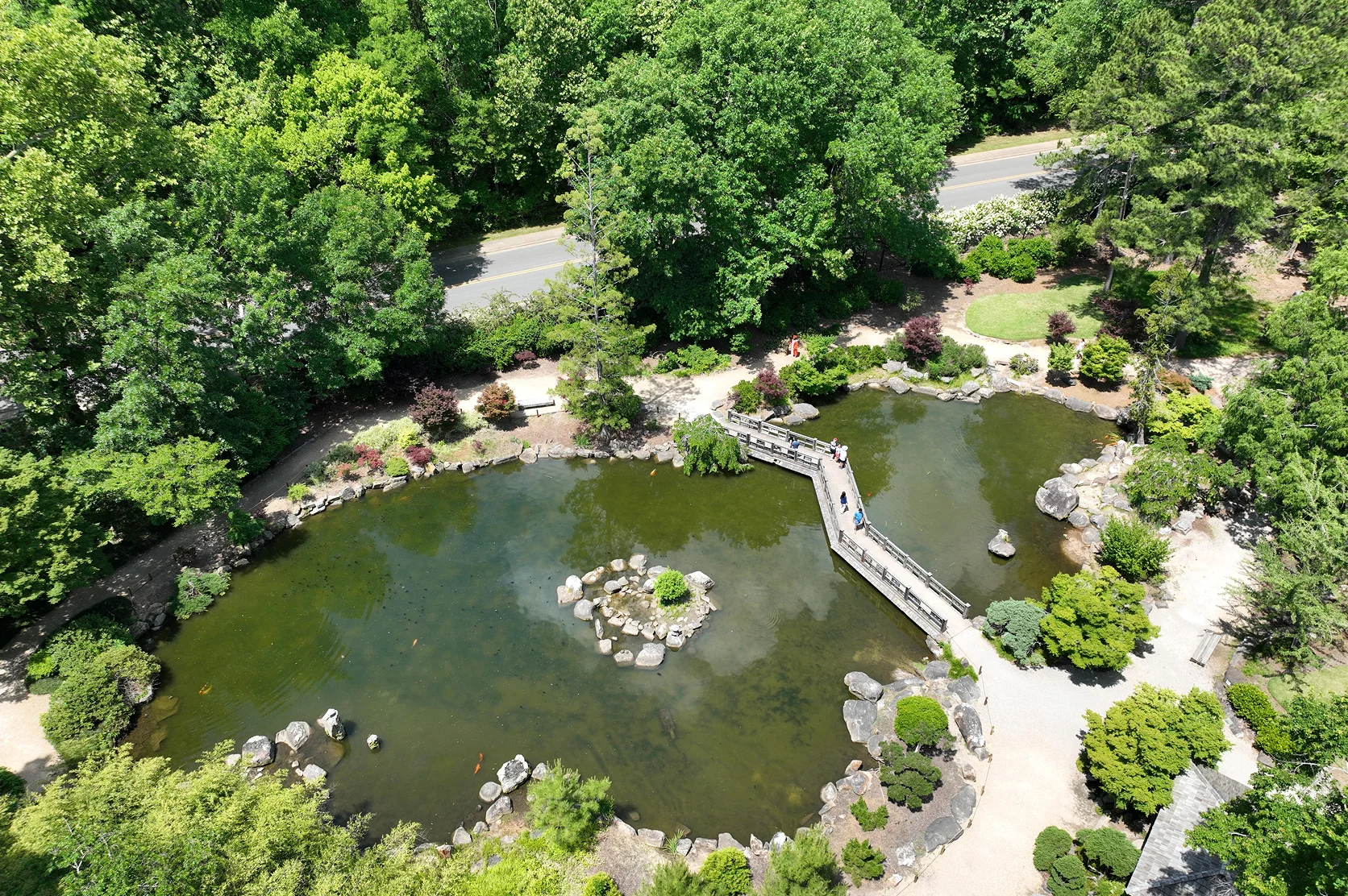 View from above the koi ponds at the Birmingham Botanical Gardens.