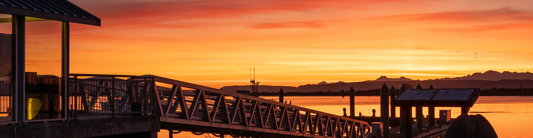 Everett Washington Public waterfront dock at Sunset - best car insurance in Washington.