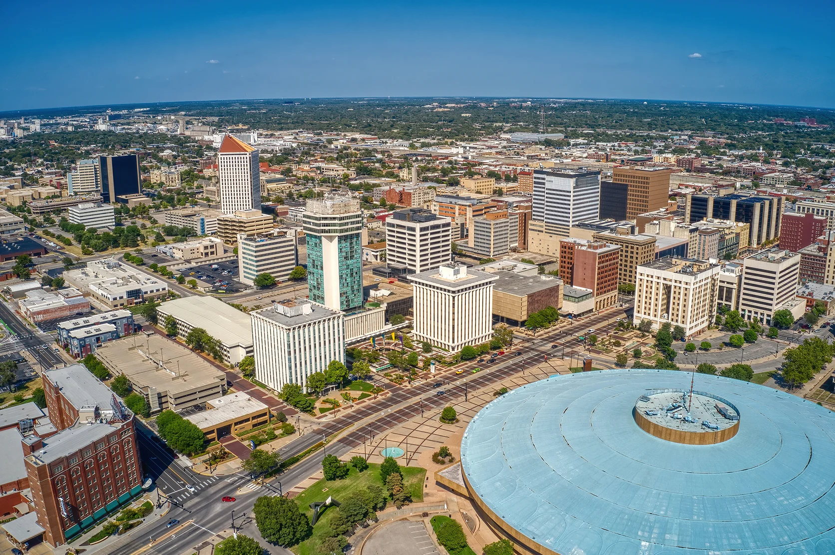 Aerial View of the Population Center of Wichita, Kansas