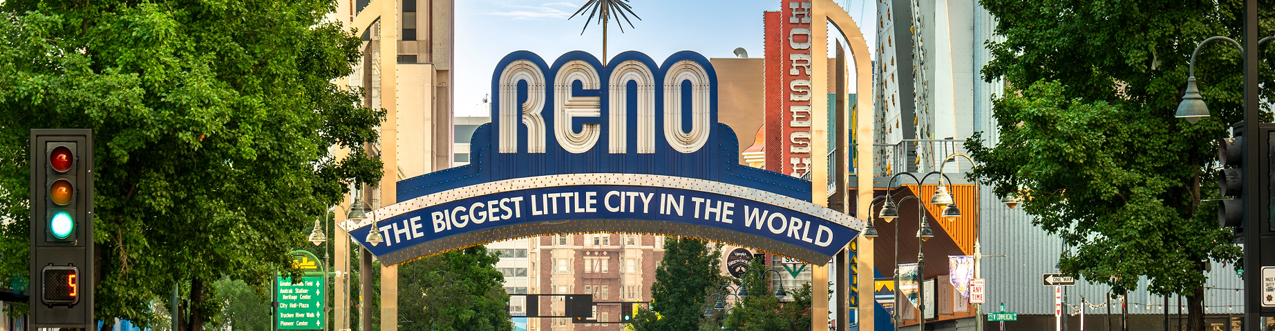 Reno Nevada entrance sign downtown casinos and hotels