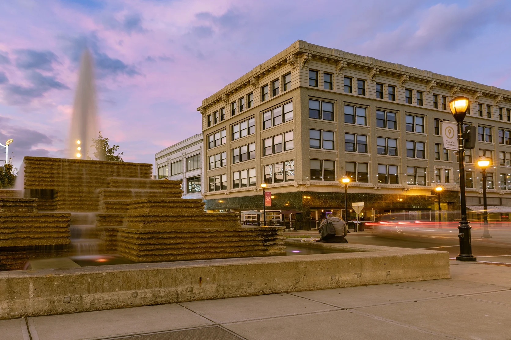 Sunset with downtown Springfield Missouri skyline.
