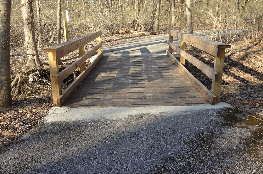 Footbridge for Hiking Trail at George Owens Nature Park in Independence, Missouri.