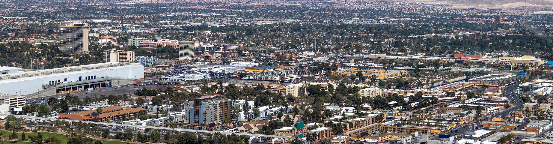The Frenchman Mountain looms over the city of Las Vegas.
