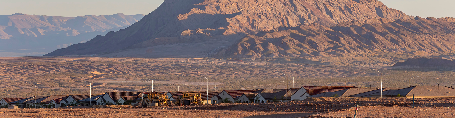 Sunrise view of the Frenchman Mountain.