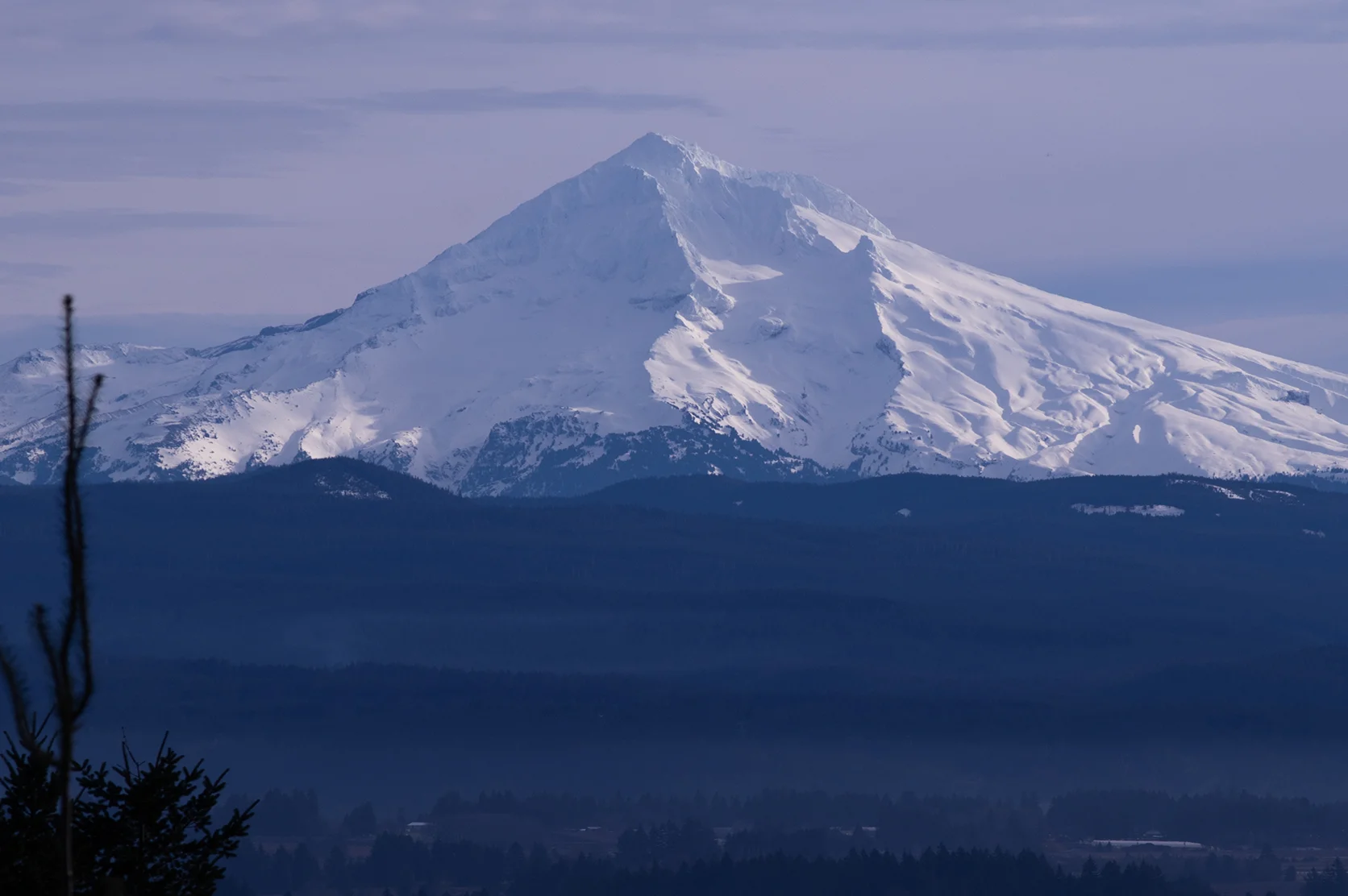 Distance shot of Mount Hood in Gresham, Oregon.