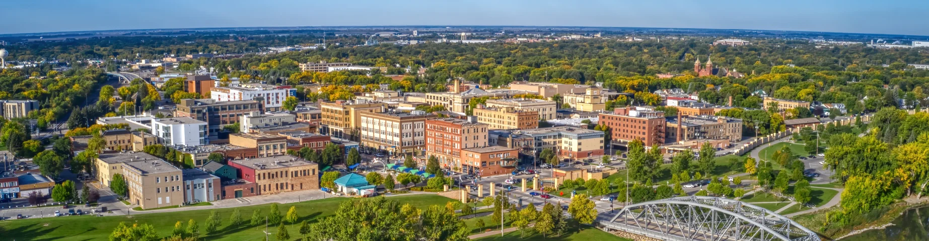 Aerial View of Grand Forks, North Dakota in Autumn.