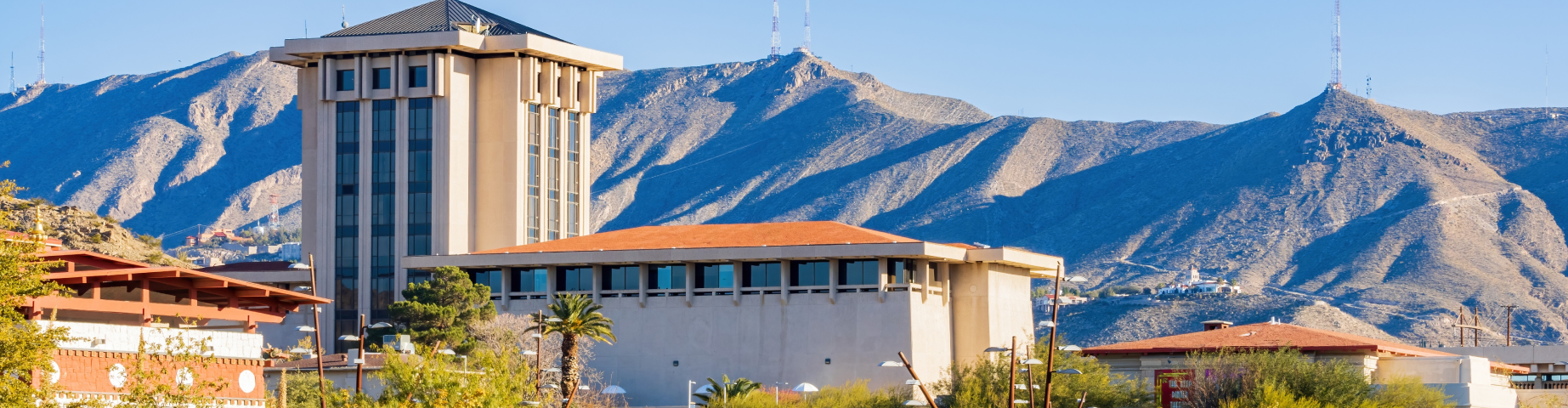 Texas, NOV 26 2022 - Sunny exterior view of the College of Education of The University of Texas at El Paso