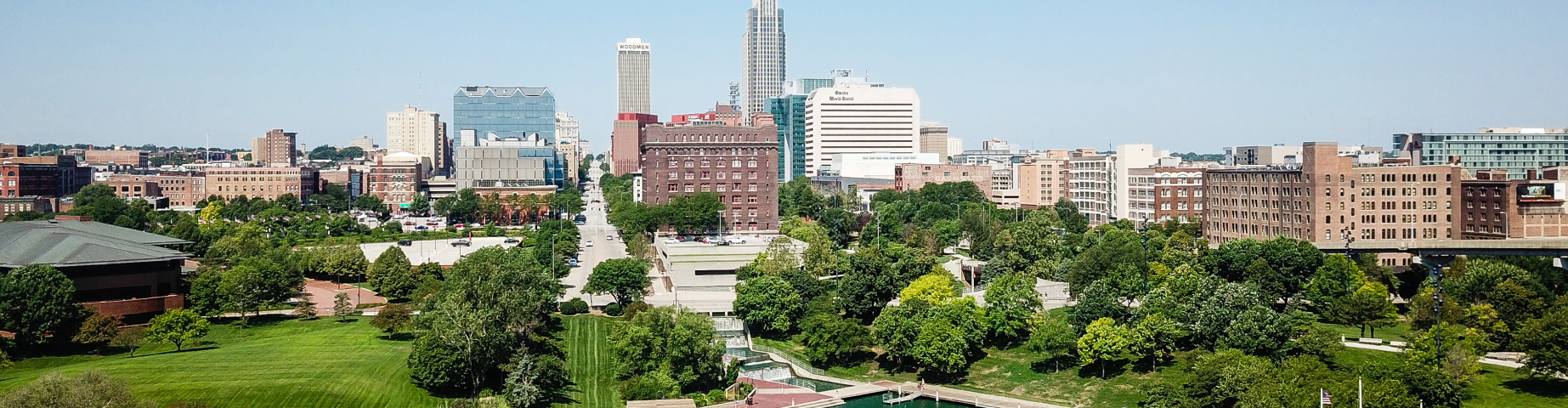 Aerial Photography Downtown Omaha Skyline