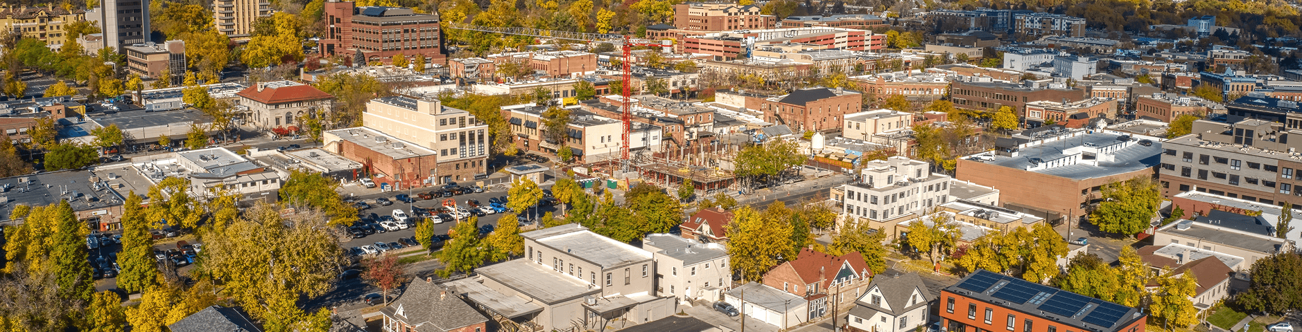 Aerial View of Downtown Fort Collins, Colorado in Autumn - homeowners insurance.