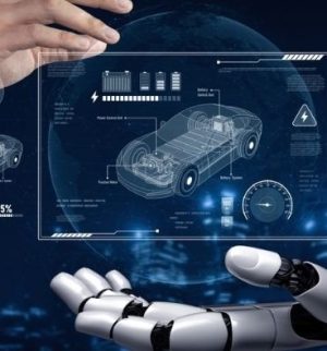 Robotic hand displays connected car diagnostics and analytics, showing how vehicle data, telematics and insurance can support smarter coverage decisions.